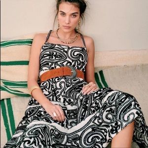 Rare! Sézane Anaka Midi Dress Cotton Embroidered sz 36